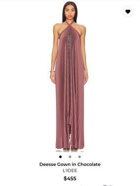 L'IDEE Deesse Halter Maxi Gown in Chocolate